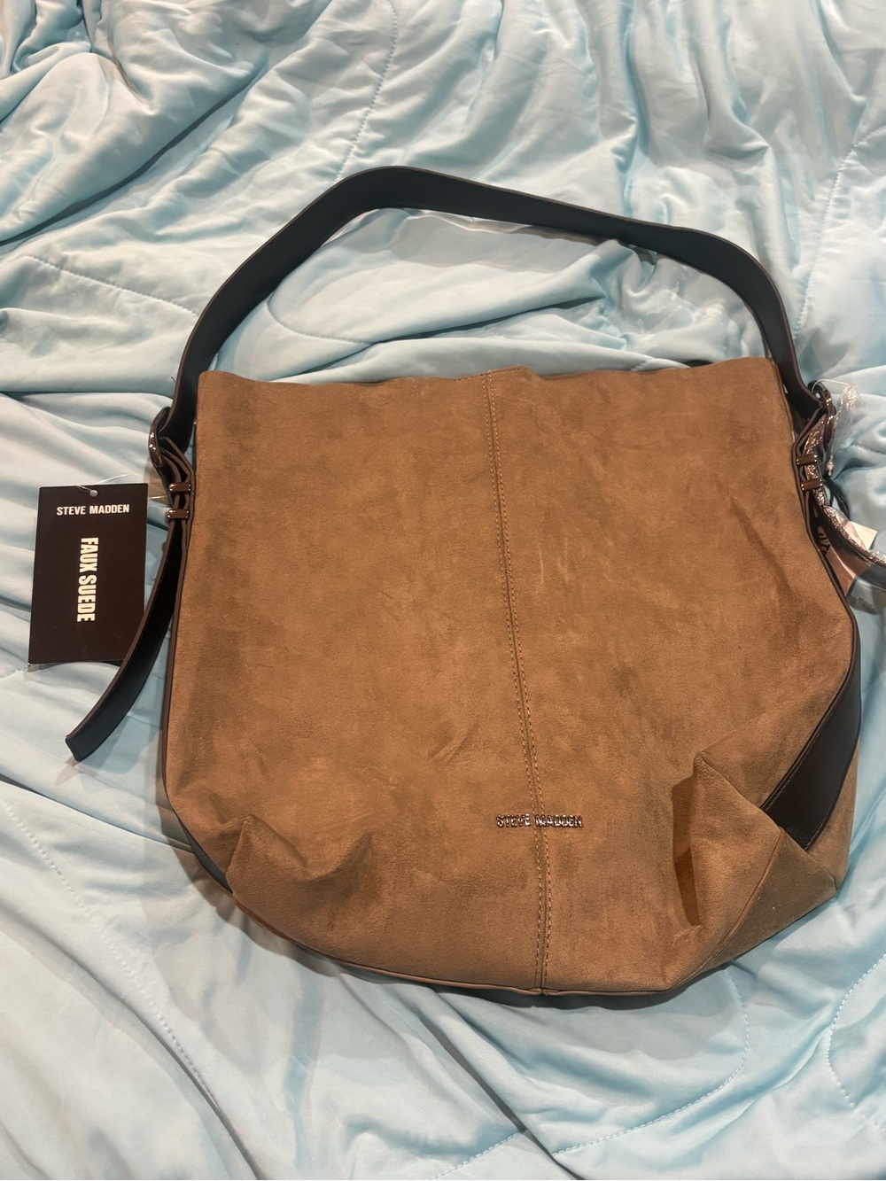 Steve Madden Green/Army Green Suede Shoulder Hobo with Black Strap